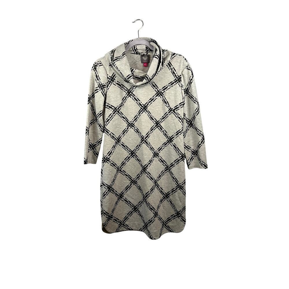 Vince Camuto Gray Striped Terry Cowl Neck Long Sleeve Dress Size 4